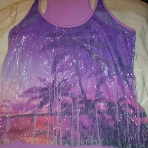 Adorable Sequin Beach Tank Top w/ Lengthening Hem